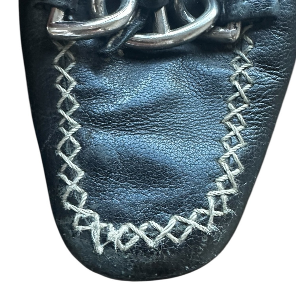PRADA Black Leather Chain Link Loafer Moccasin Flats (35) - Picture 13 of 16